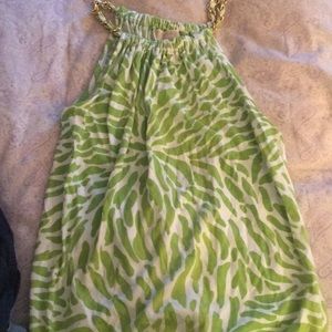 XS green flower Michael kors halter tank